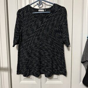 Habitat Top Popover Blue Striped Geometric Flowy Womens Medium